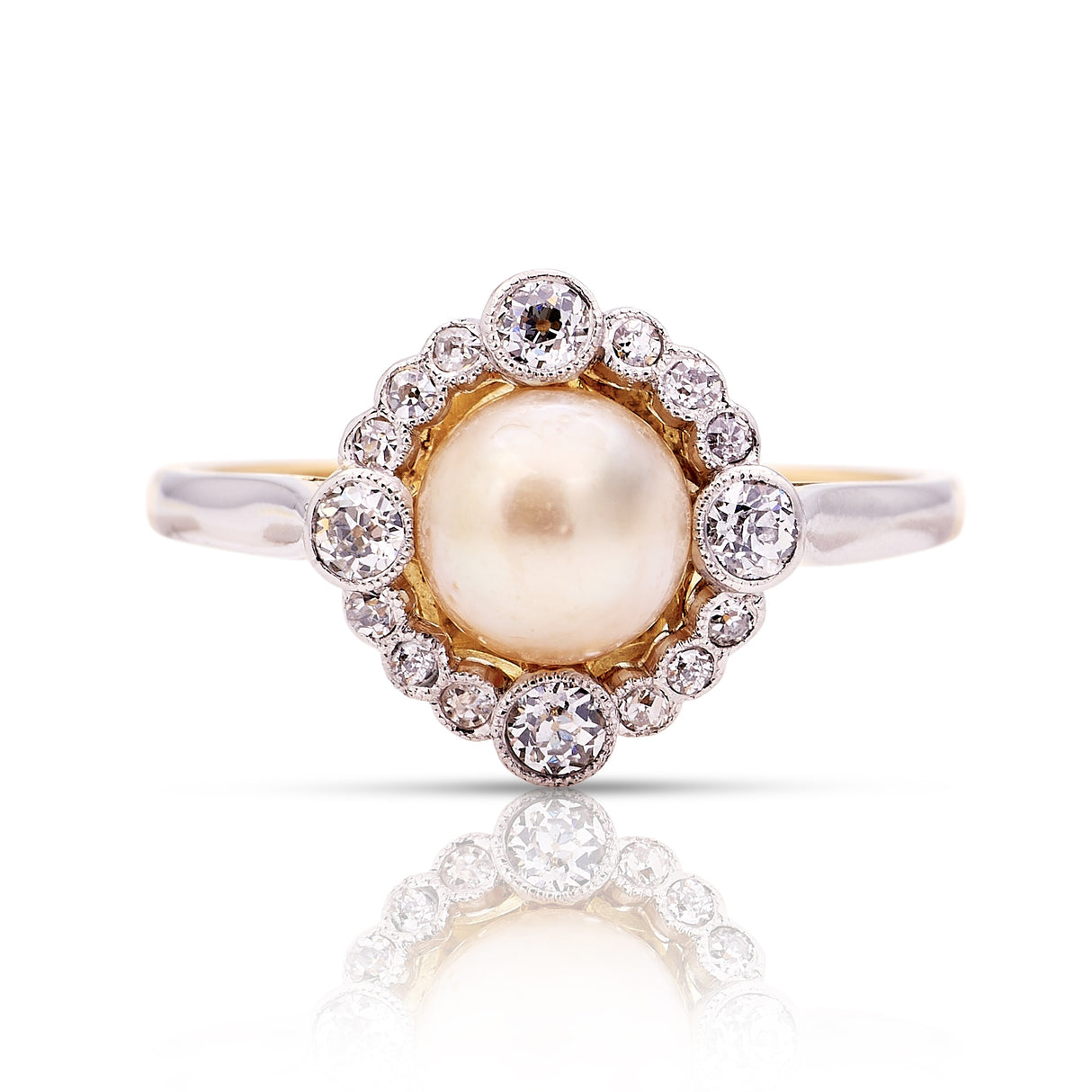 Antique, Edwardian pearl & diamond cluster ring