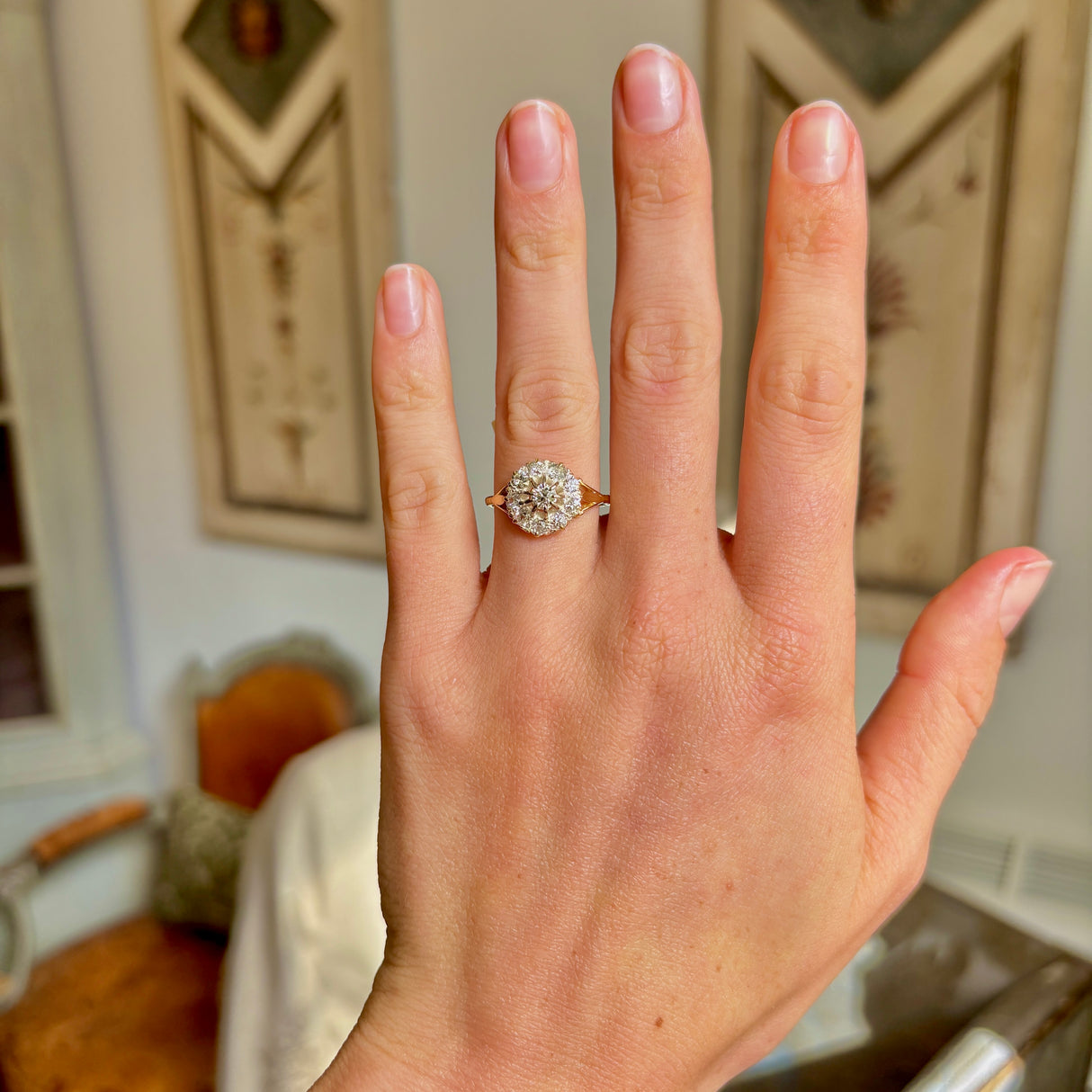 Antique, Edwardian diamond cluster ring