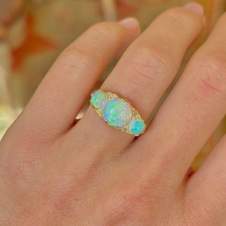 Antique, Victorian opal three-stone ring