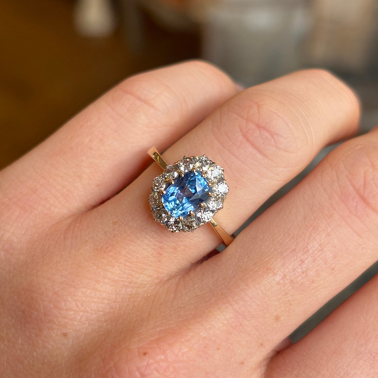 Antique, Edwardian sapphire & diamond cluster ring