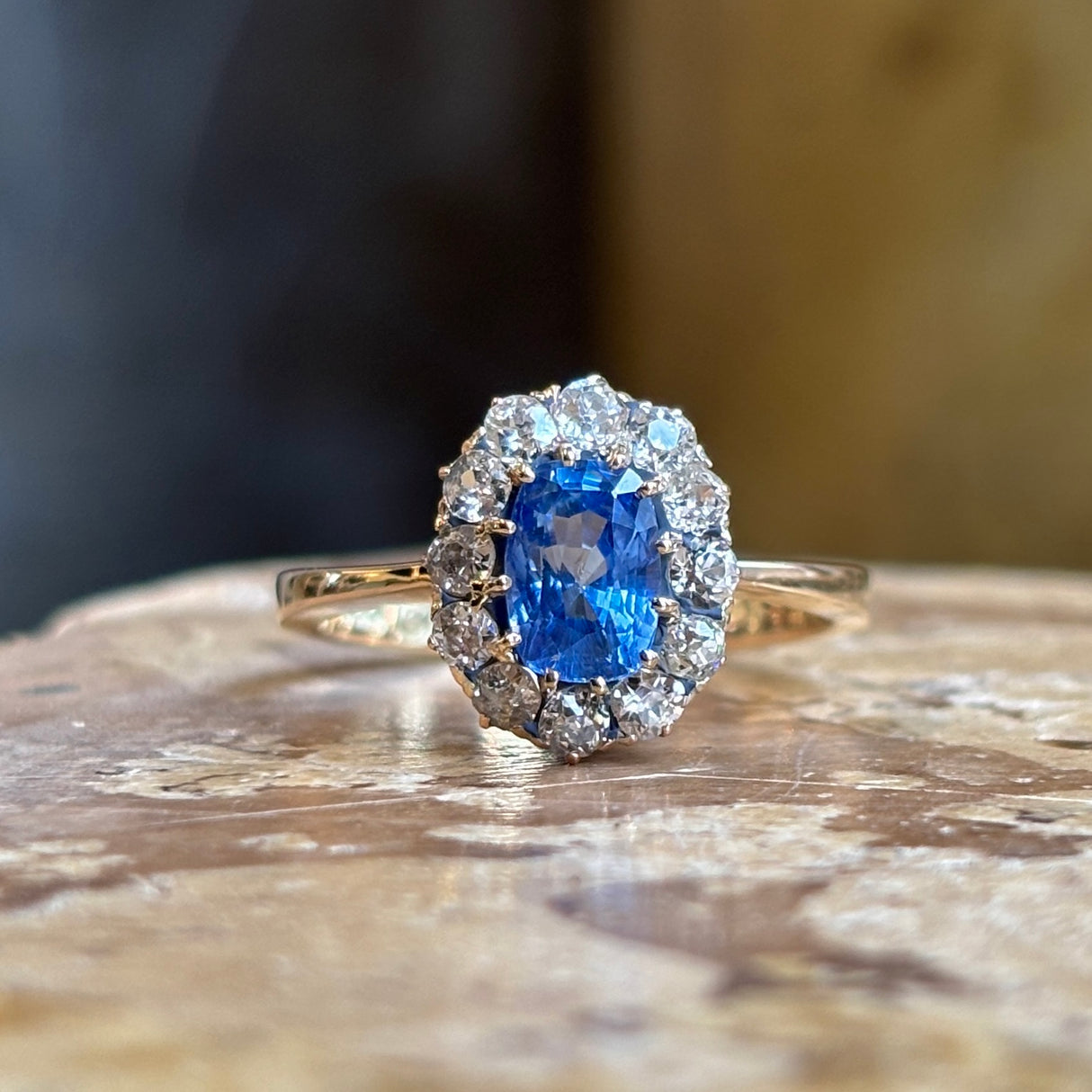 Antique, Edwardian sapphire & diamond cluster ring