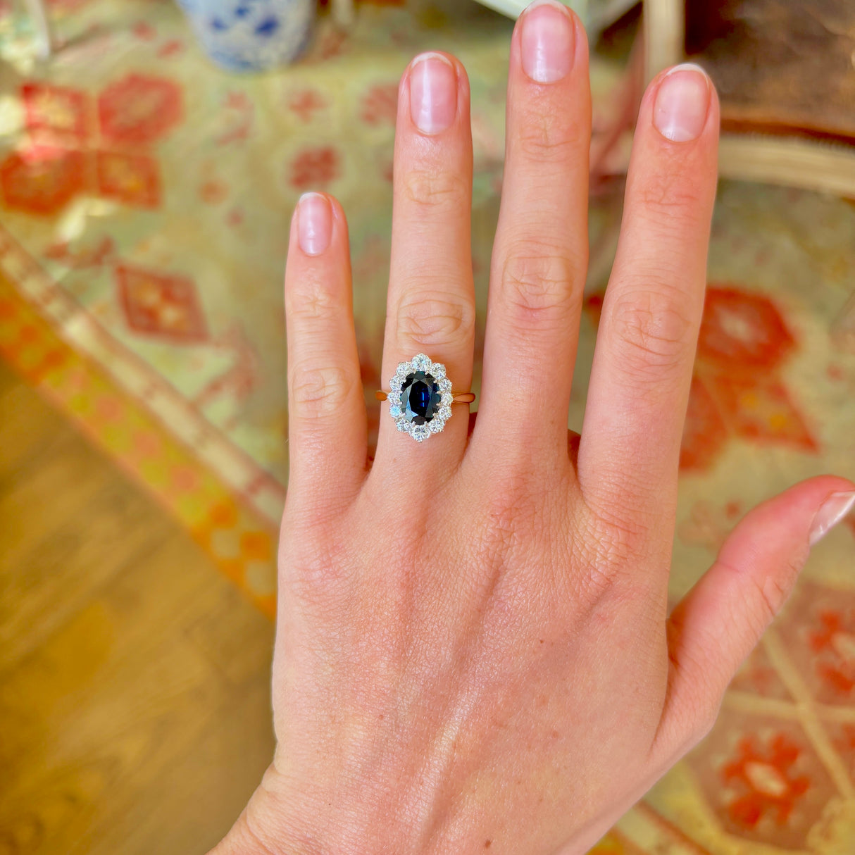 Antique, Edwardian sapphire & diamond cluster ring