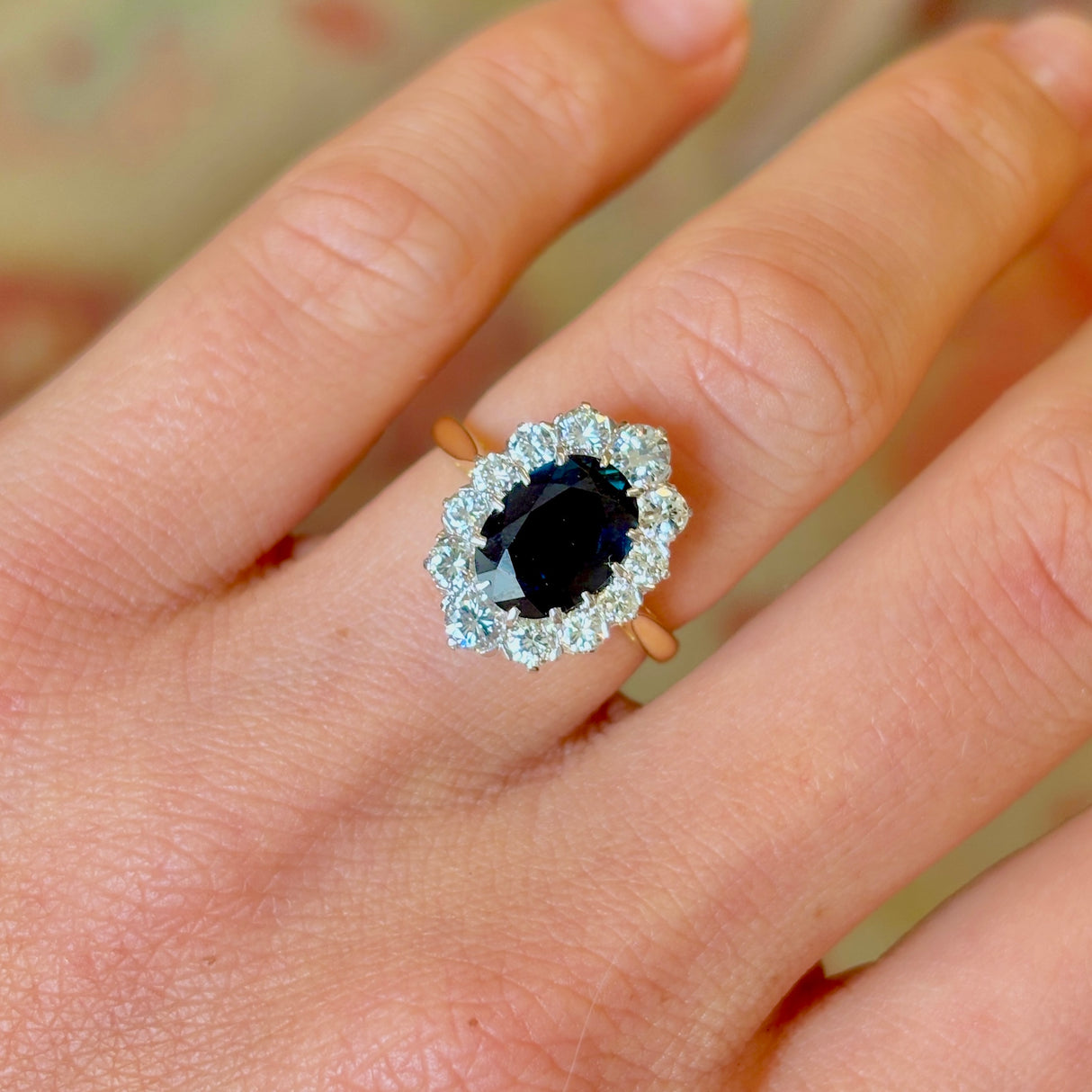 Antique, Edwardian sapphire & diamond cluster ring