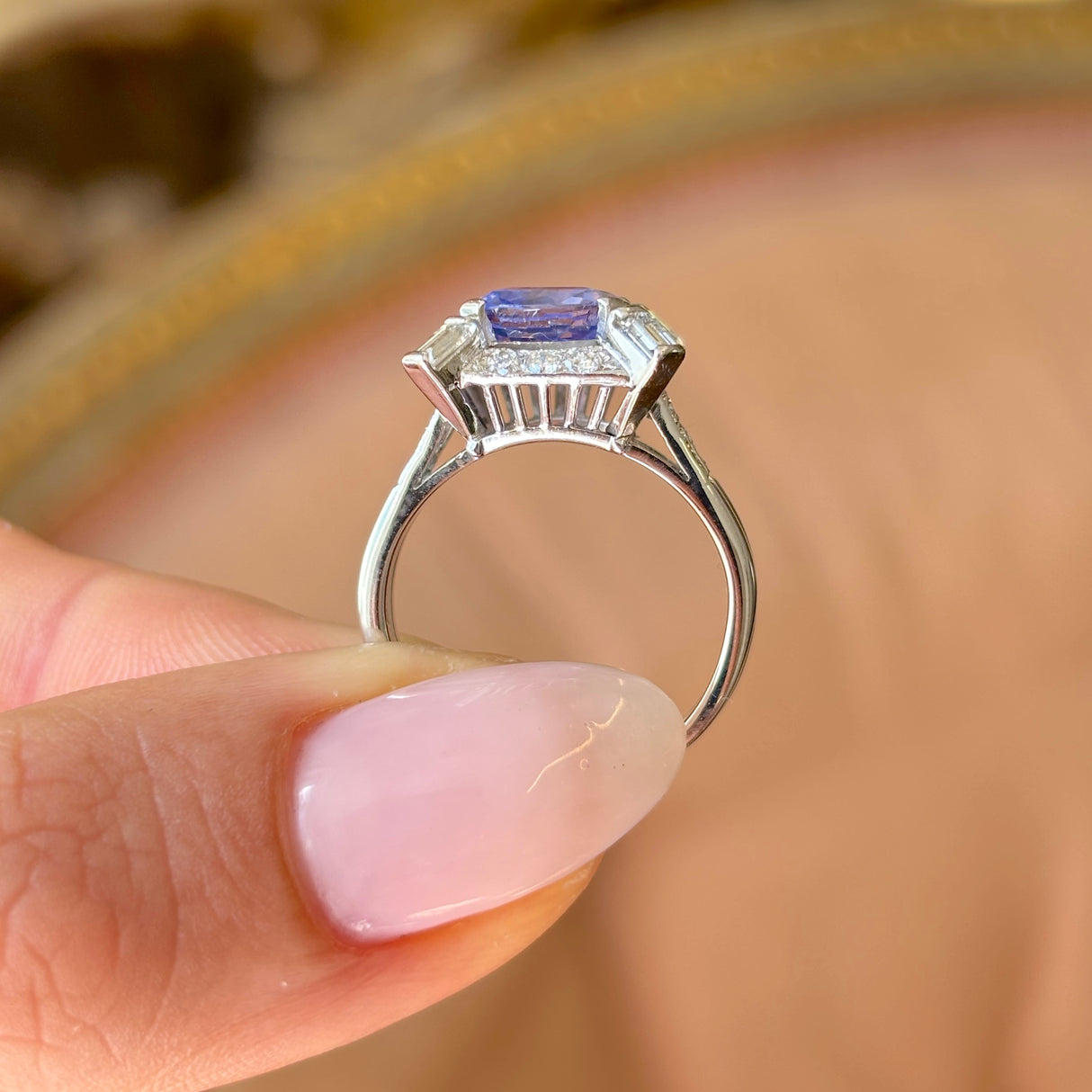 Vintage, Art Deco ceylon sapphire & diamond cluster ring