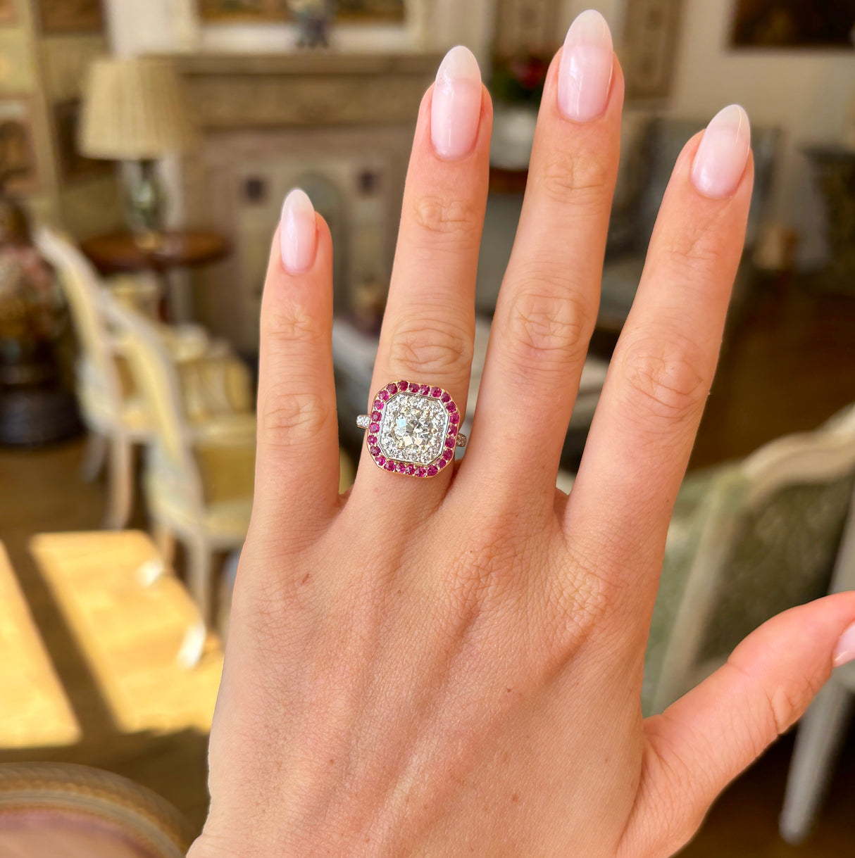 Vintage, Art Deco diamond & ruby cluster ring