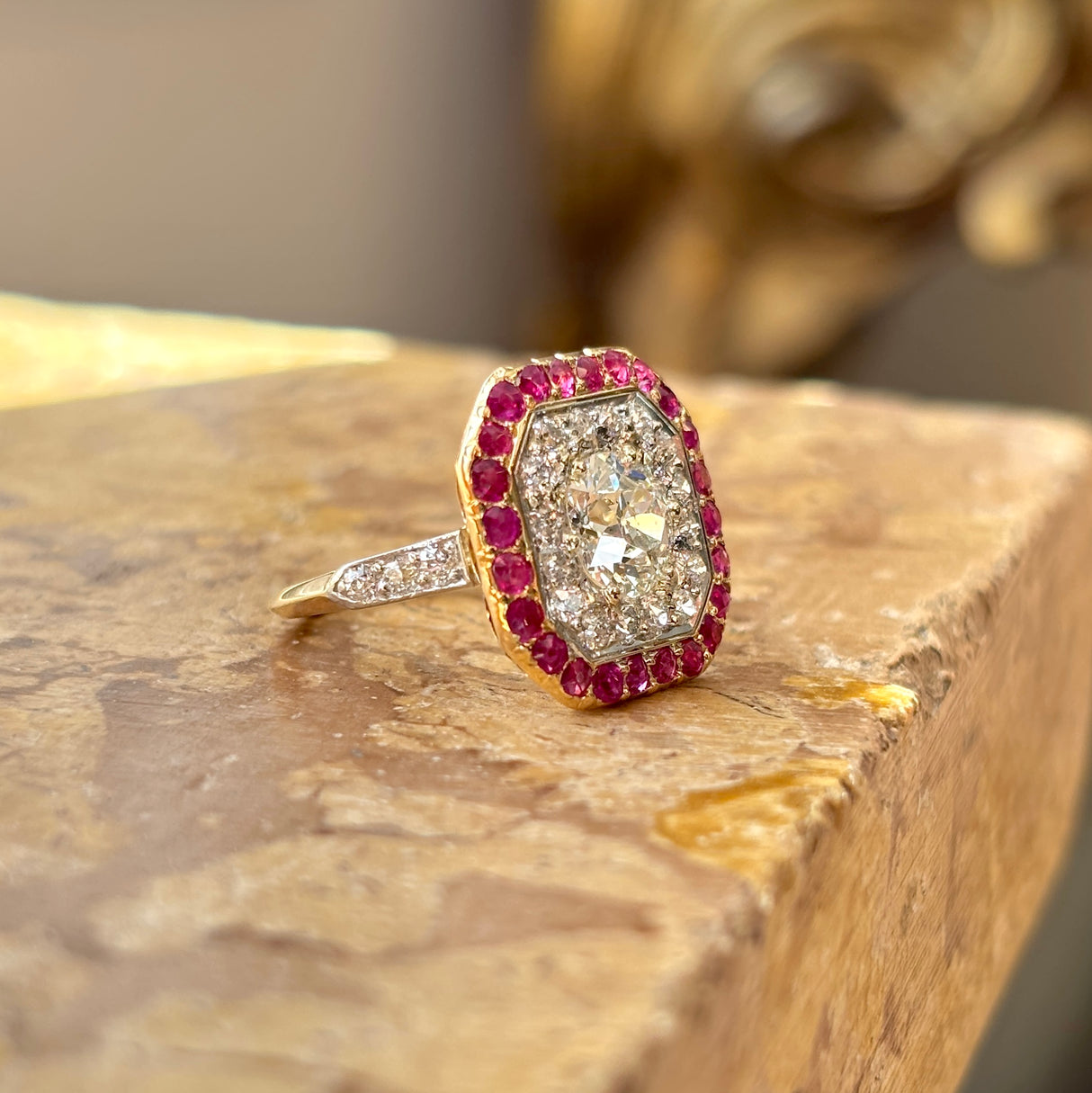 Vintage, Art Deco diamond & ruby cluster ring