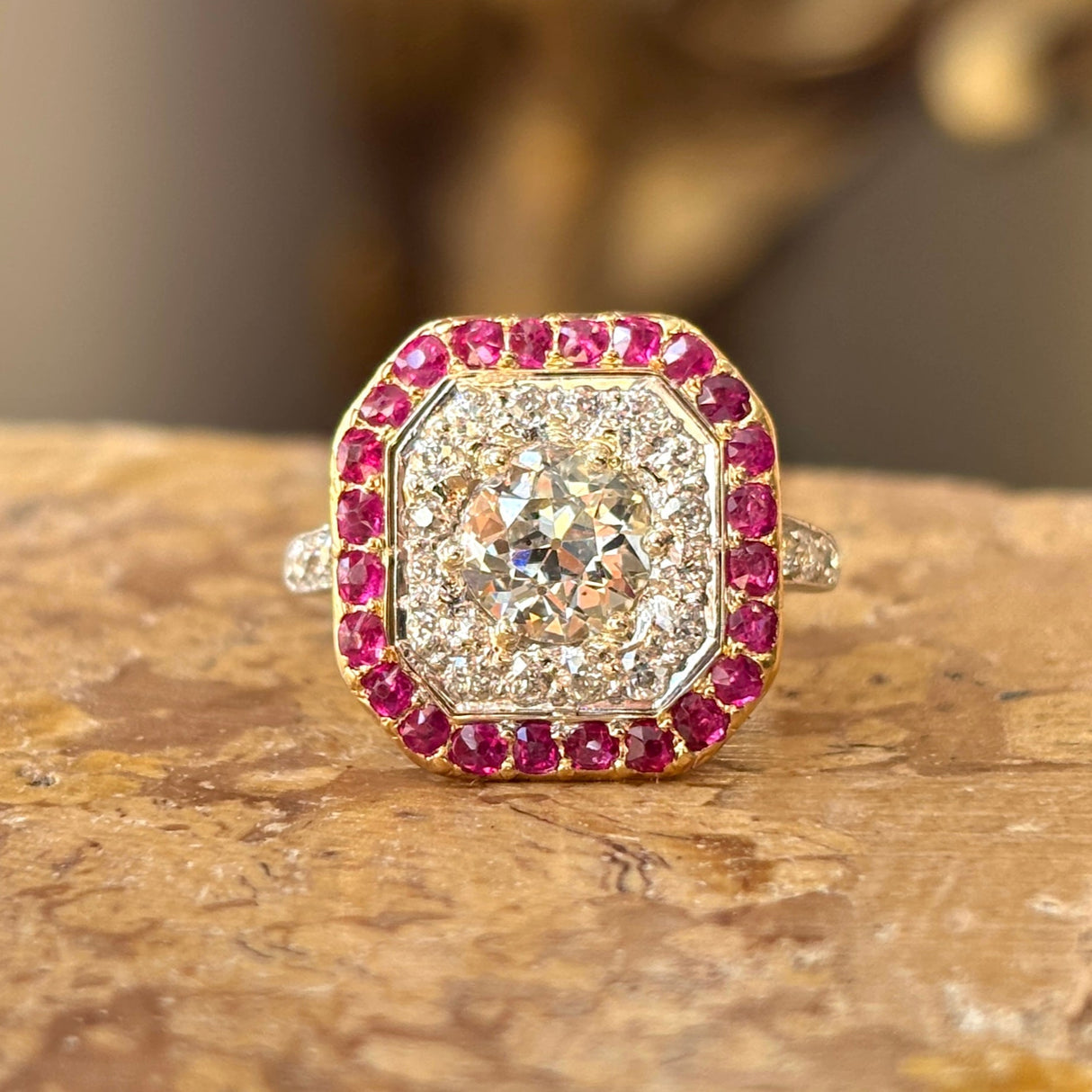 Vintage, Art Deco diamond & ruby cluster ring