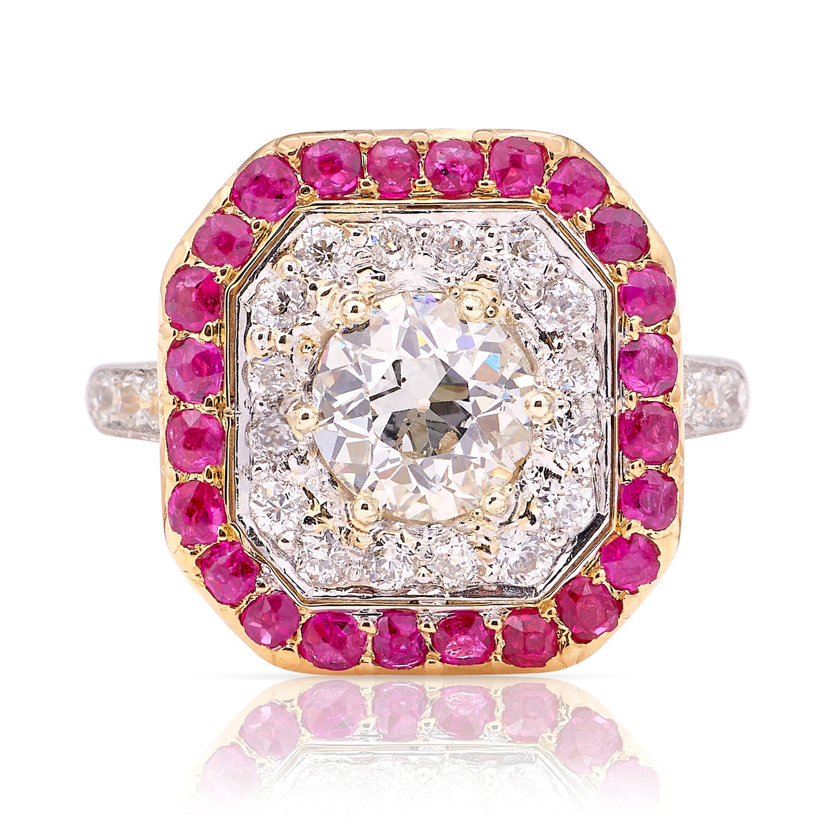 Vintage, Art Deco diamond & ruby cluster ring