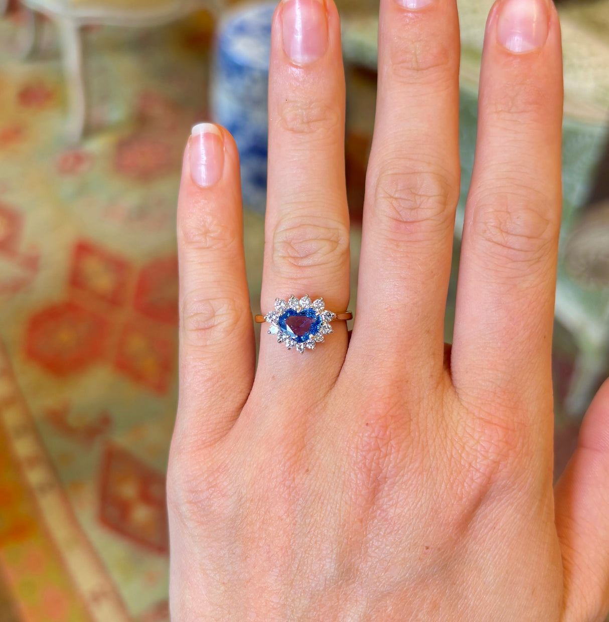 Vintage, 1980s sapphire & diamond cluster ring