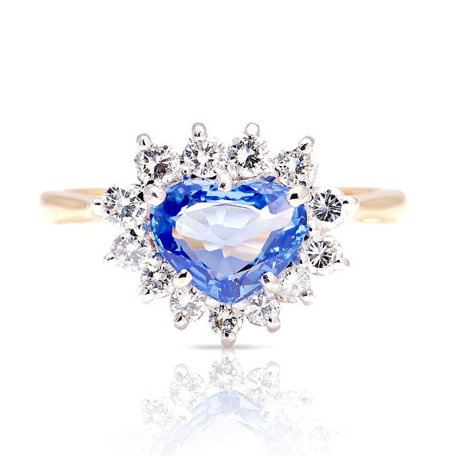 Vintage, 1980s sapphire & diamond cluster ring