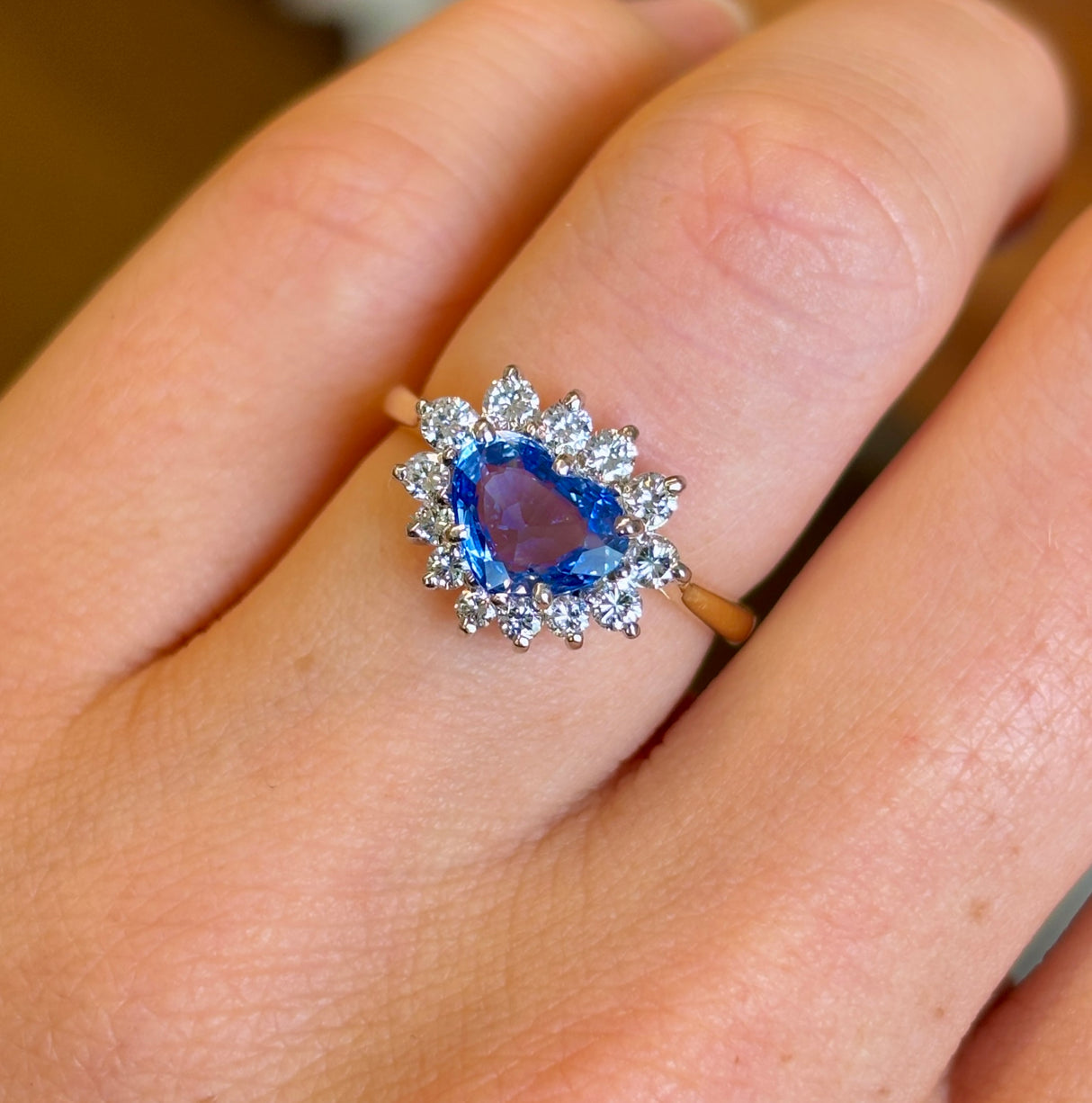 Vintage, 1980s sapphire & diamond cluster ring
