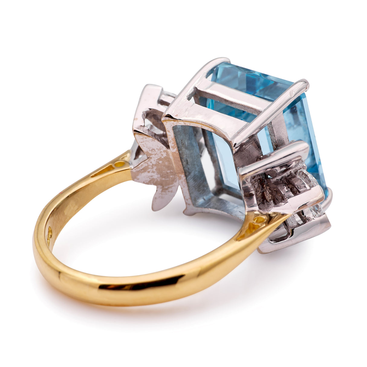 Vintage, 6.30ct aquamarine & diamond cluster ring