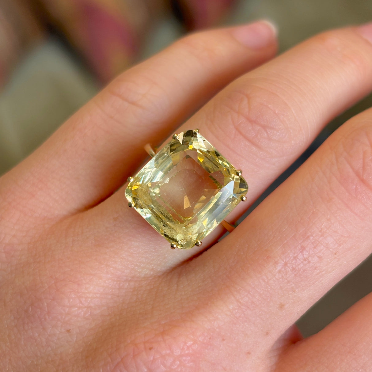 Vintage, 1950s Sri Lankan 15ct yellow sapphire ring
