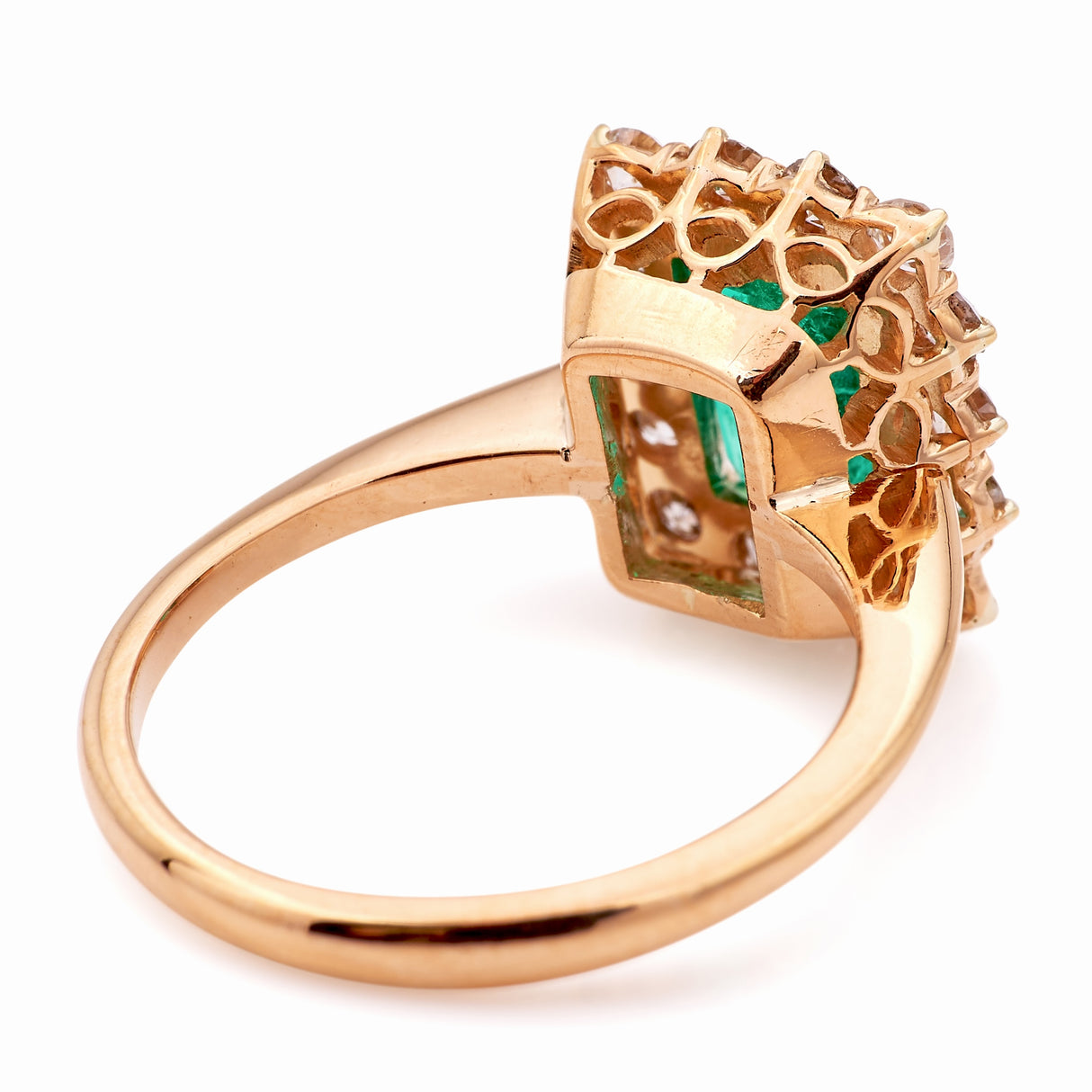 Vintage, 1940s emerald & diamond cluster ring