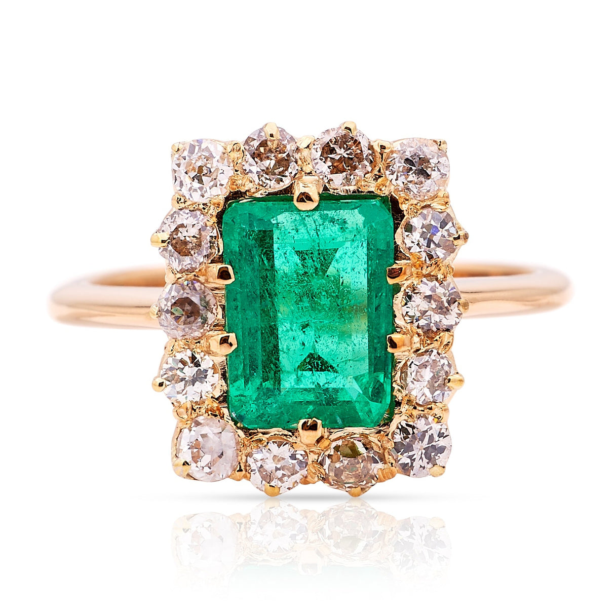 Vintage, 1940s emerald & diamond cluster ring