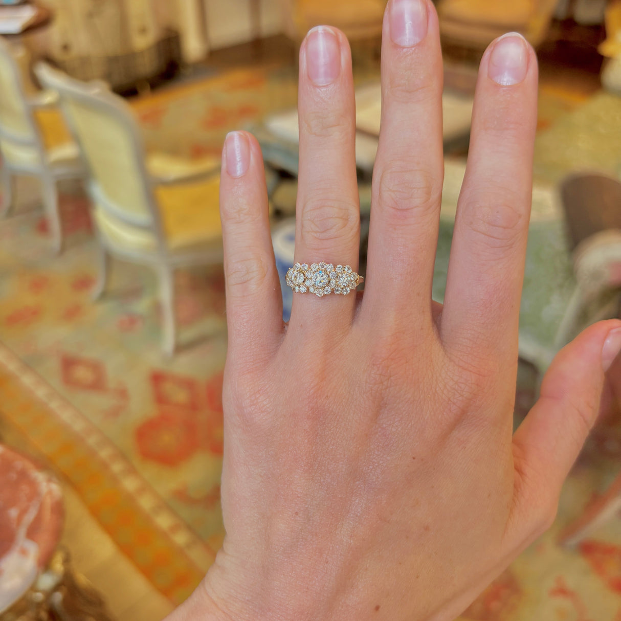 Antique, Edwardian triple diamond cluster ring