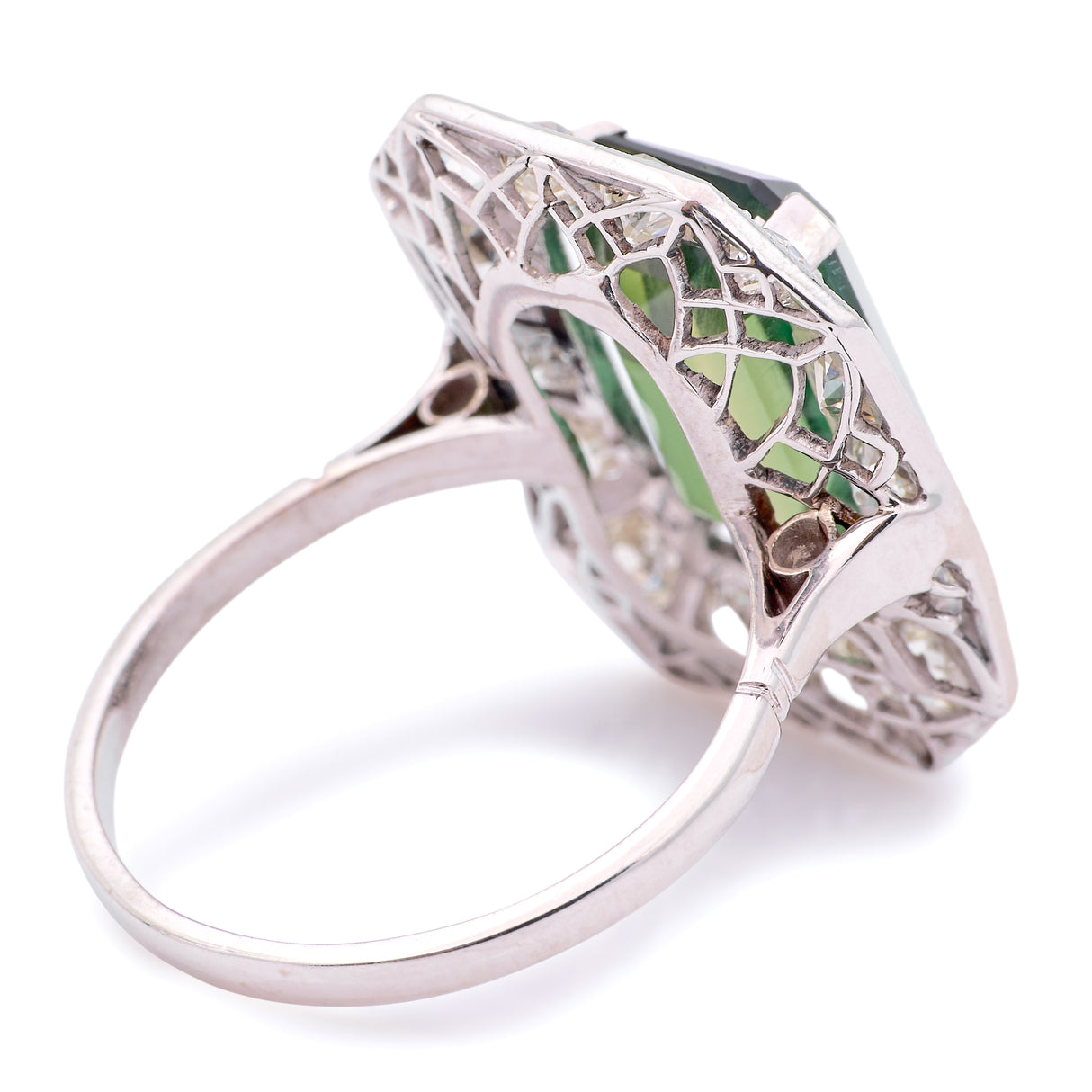 Vintage, Art Deco tourmaline & diamond cluster cocktail ring