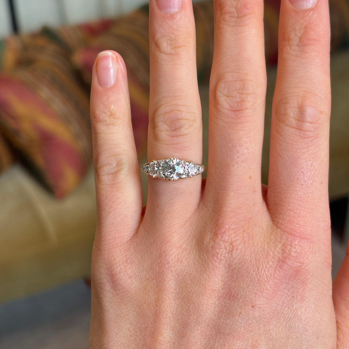 Antique, Victorian three-stone diamond ring