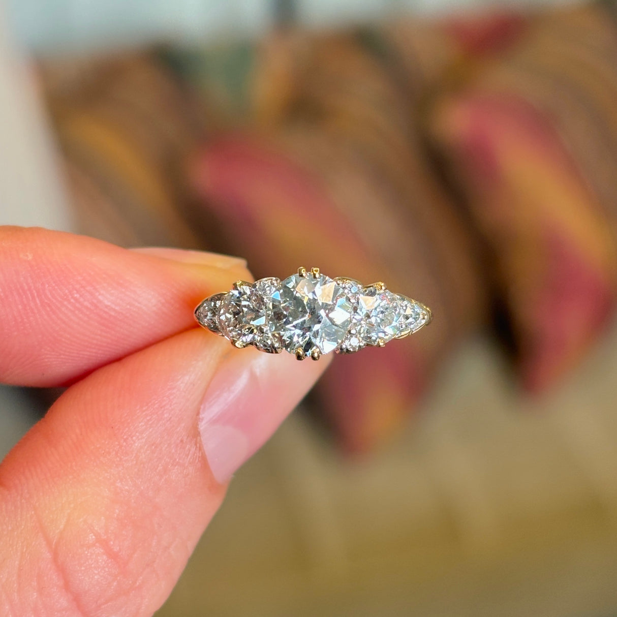 Antique, Victorian three-stone diamond ring