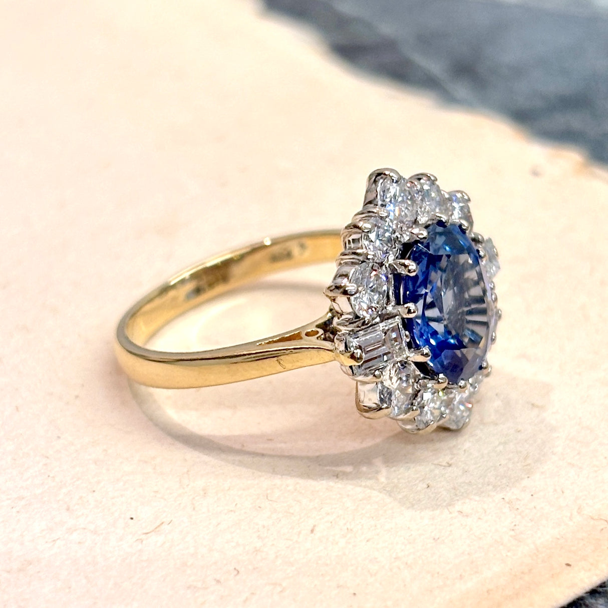 Vintage, 1980s sapphire & diamond cluster ring