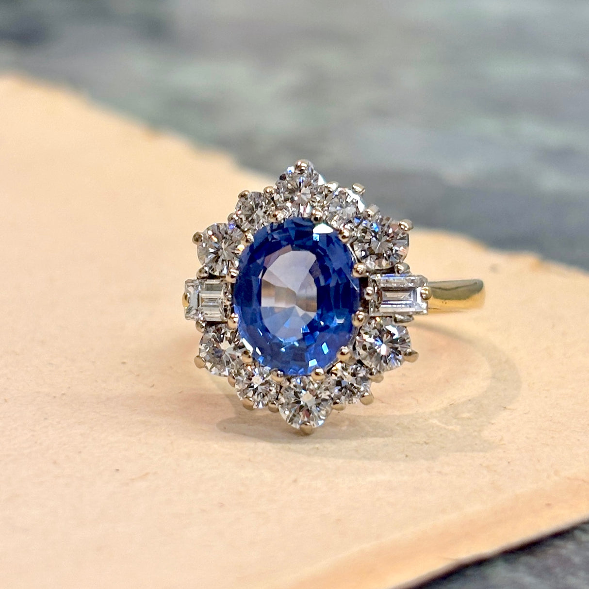 Vintage, 1980s sapphire & diamond cluster ring