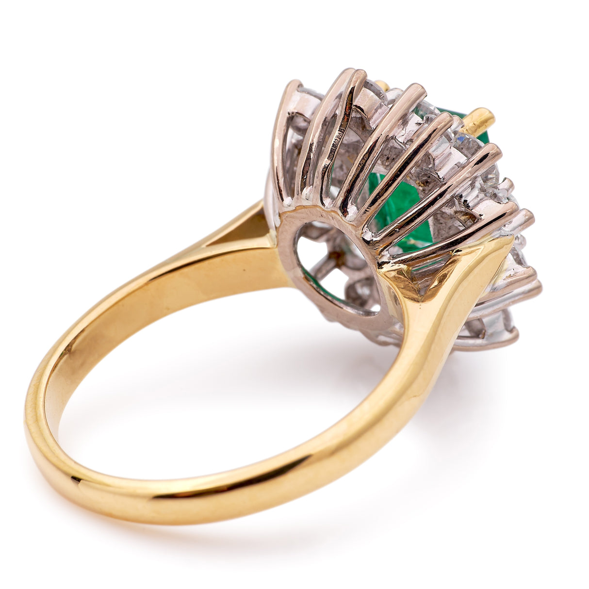 Vintage, 1970s emerald & diamond cluster ring