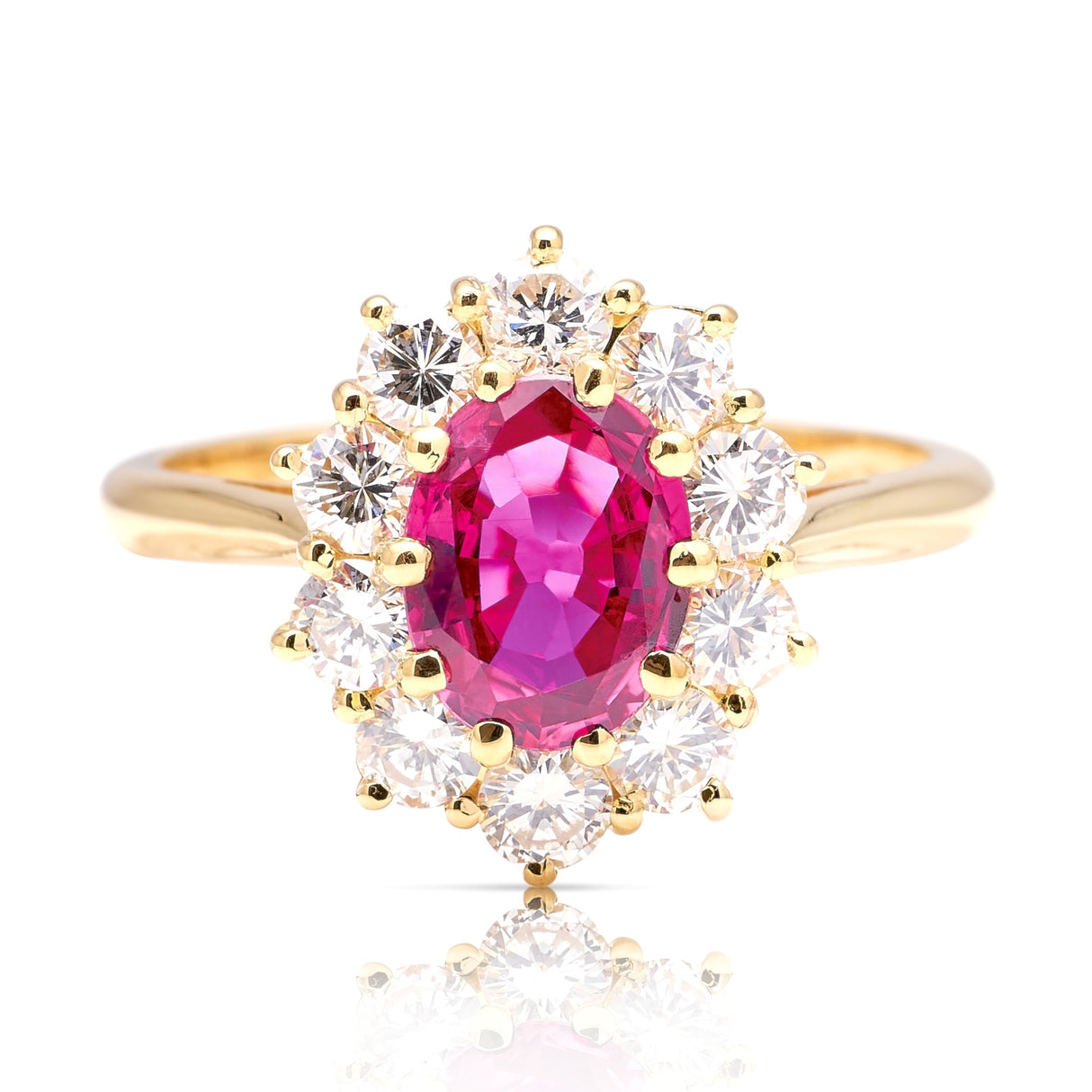 Vintage, 1970s ruby & diamond cluster ring