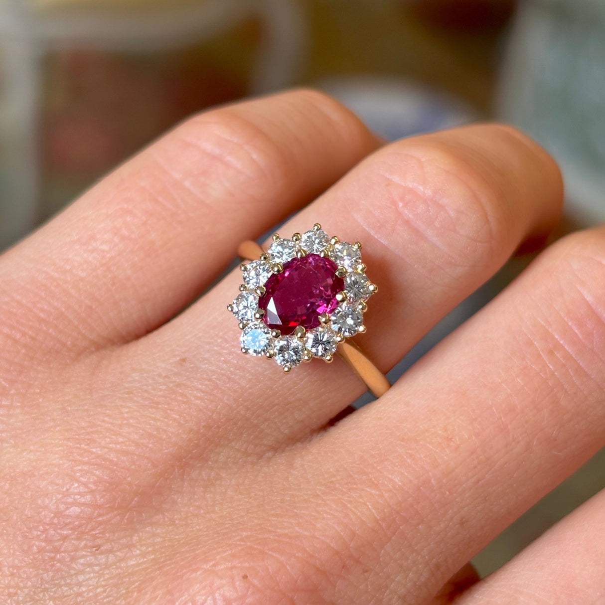 Vintage, 1970s ruby & diamond cluster ring