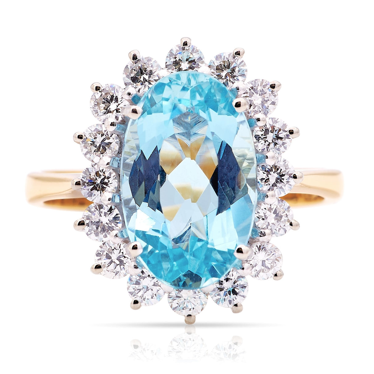 Vintage, 1980s aquamarine & diamond cluster ring
