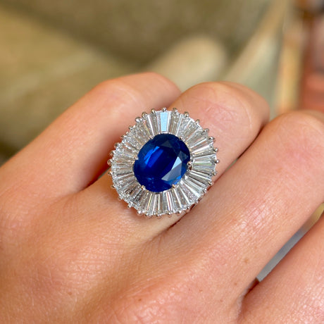 Vintage, 1950s sapphire & diamond ballerina cluster ring