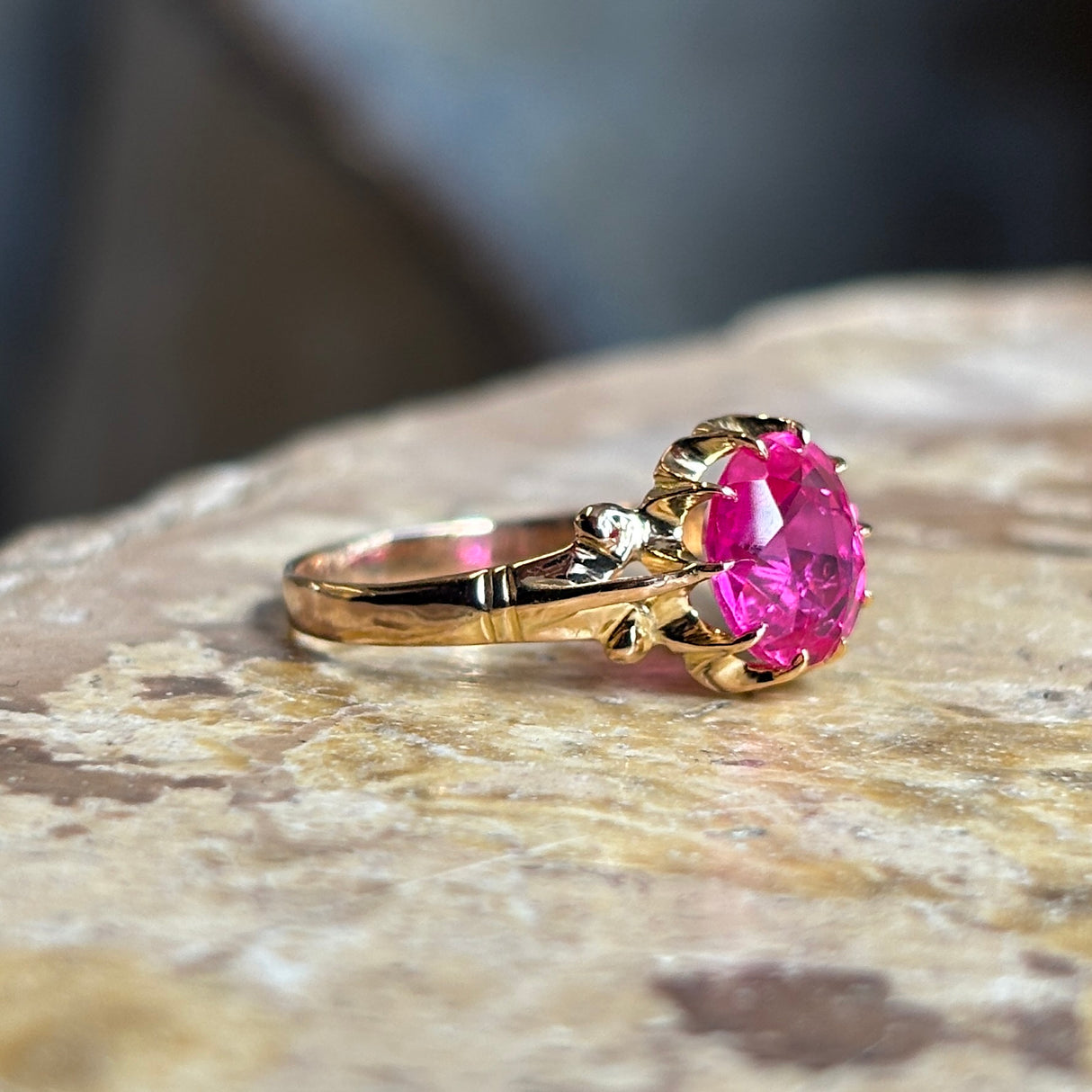 Antique, Edwardian single-stone pink ruby ring