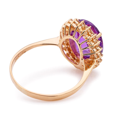 Vintage, 1970s amethyst & diamond cluster ring