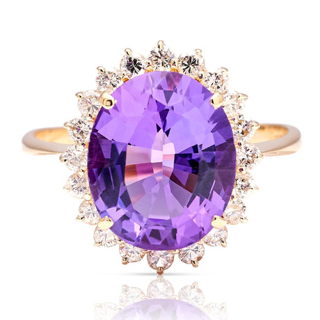 Vintage, 1970s amethyst & diamond cluster ring