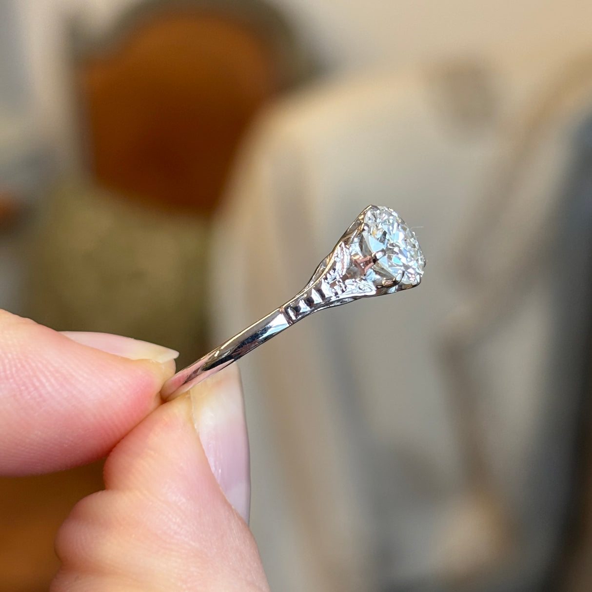 Vintage, Art Deco solitaire diamond ring