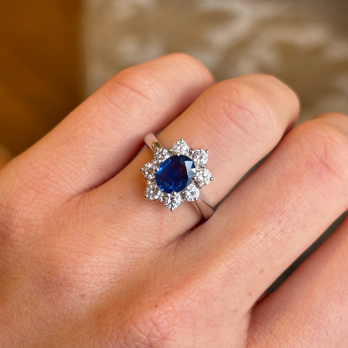 Vintage, 1950s sapphire & diamond cluster ring