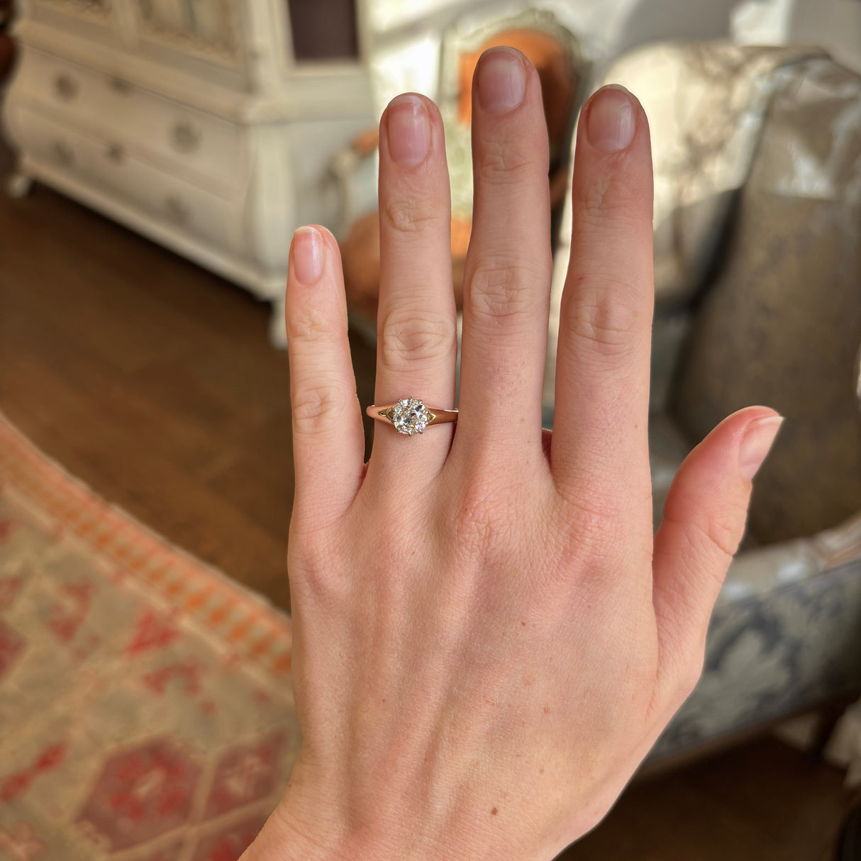 Vintage, 1940s solitaire diamond engagement ring