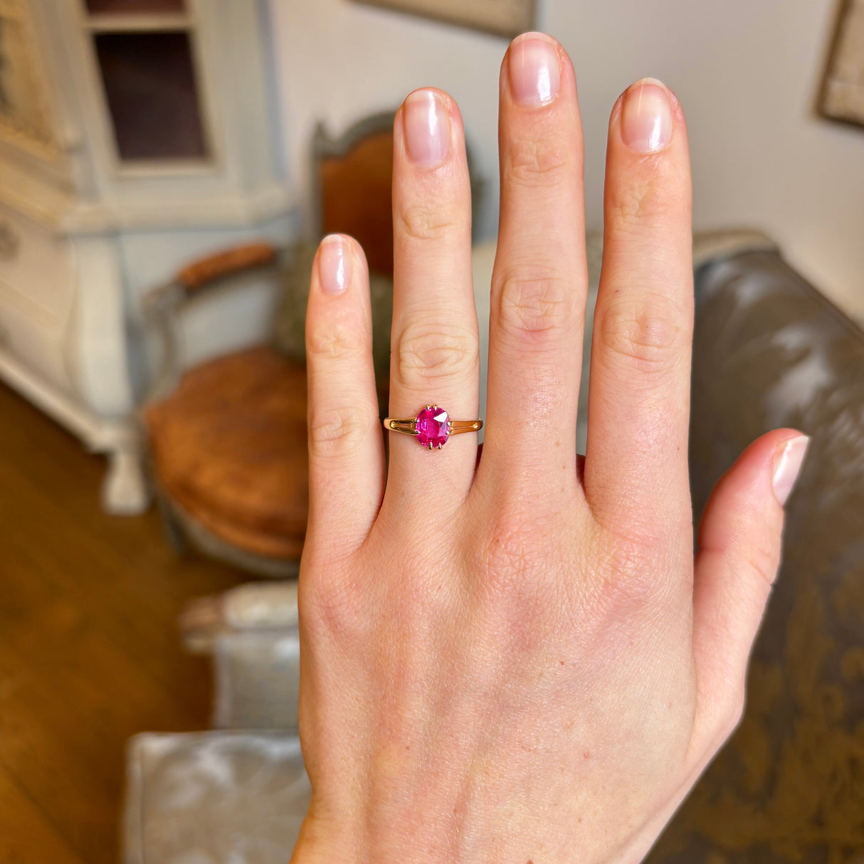 Antique, Victorian pink sapphire single-stone ring