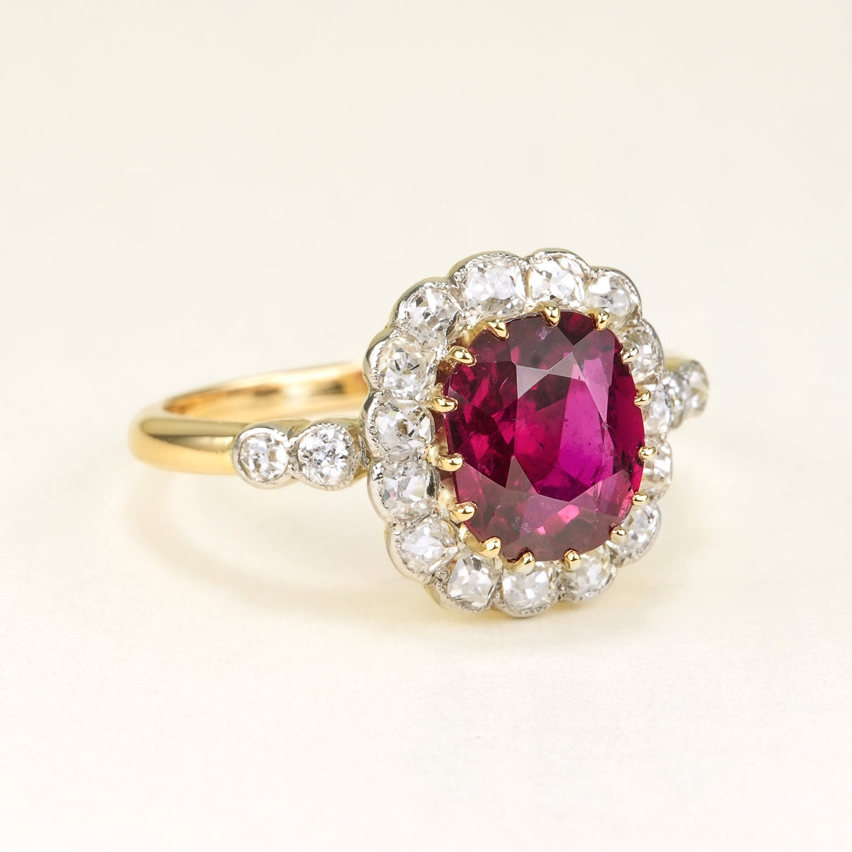 Antique, Edwardian ruby & diamond cluster ring