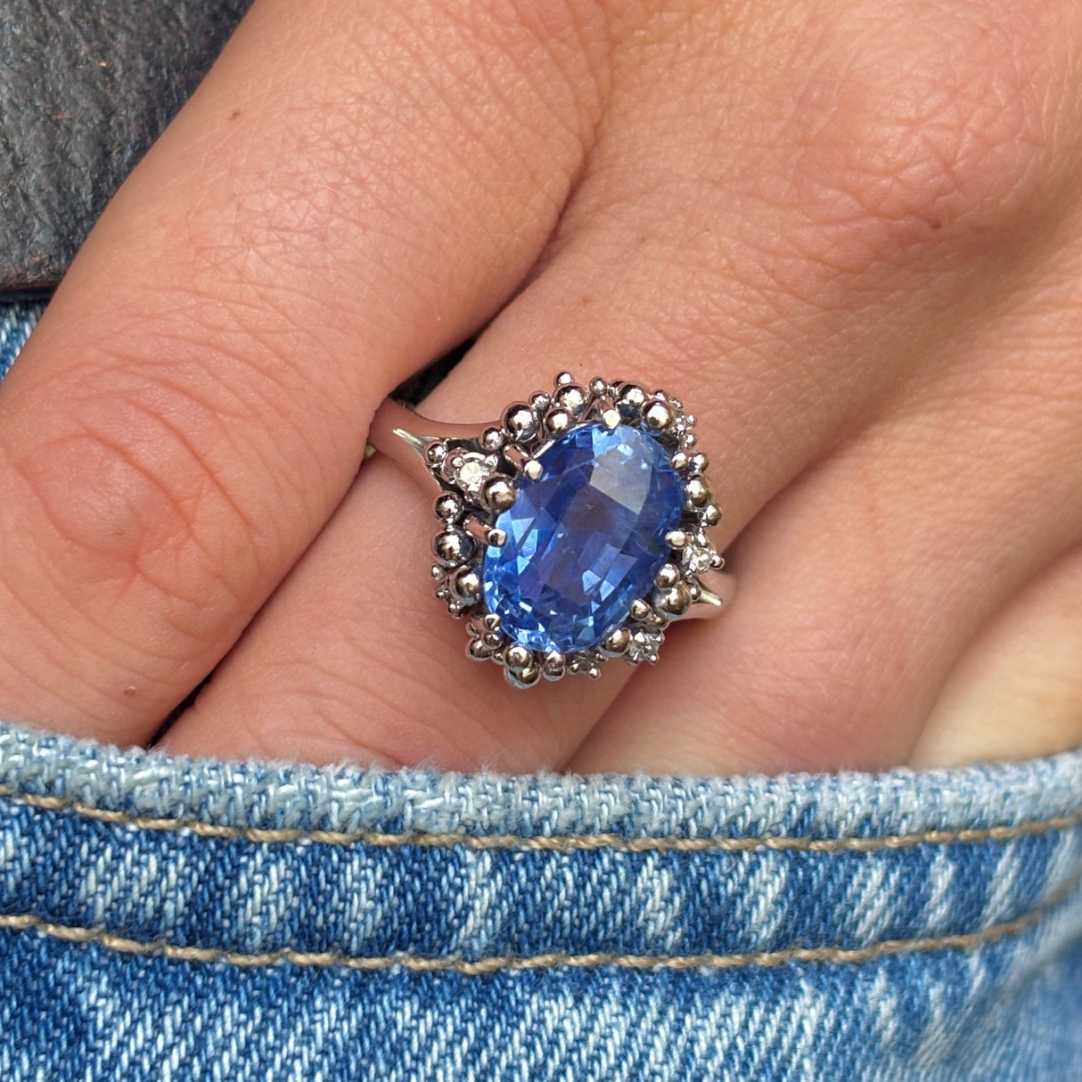 Vintage, 1960s brutalist 6.5ct ceylon sapphire ring