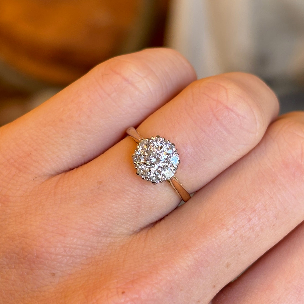 Antique, Edwardian diamond daisy cluster ring