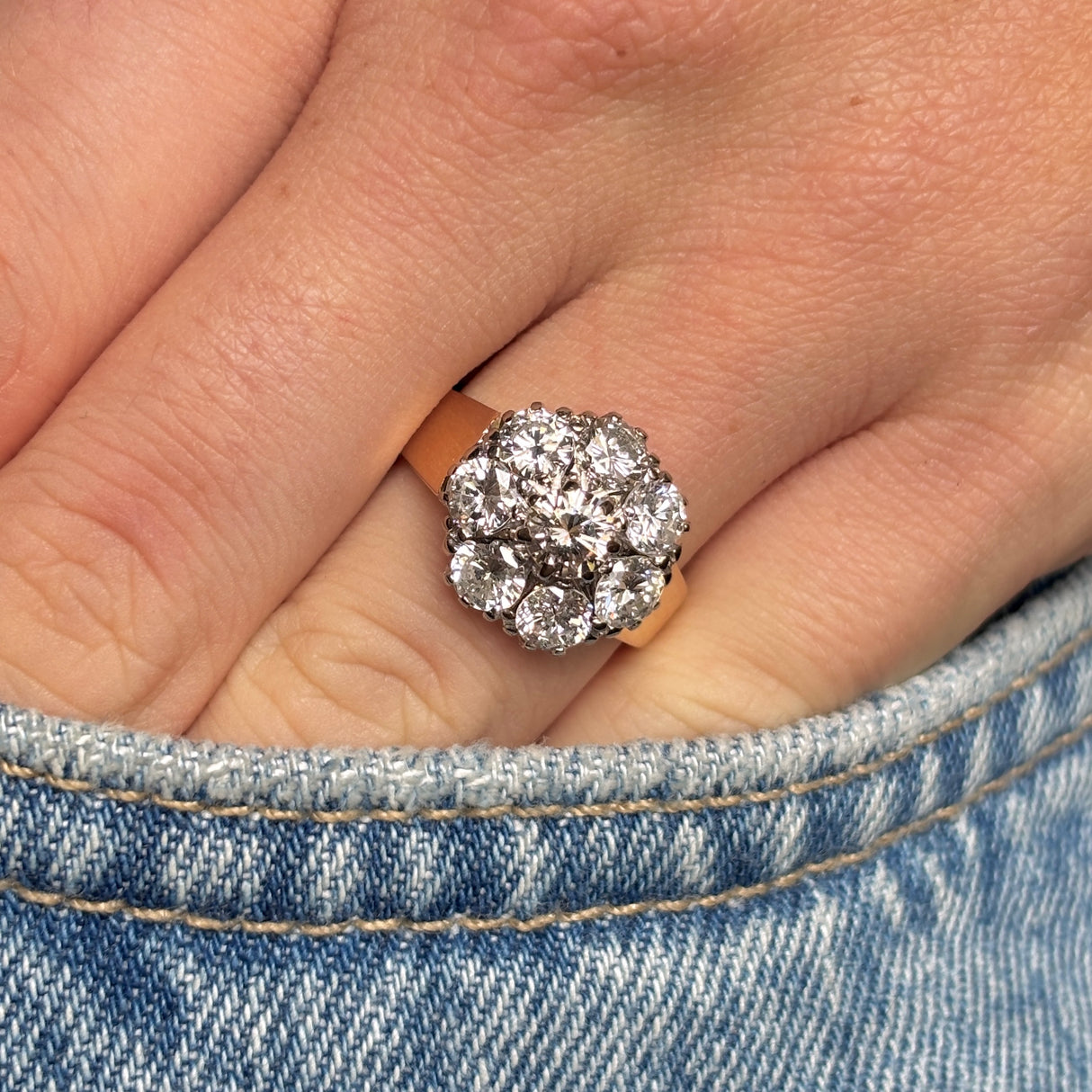 Vintage, 1980s diamond cluster ring