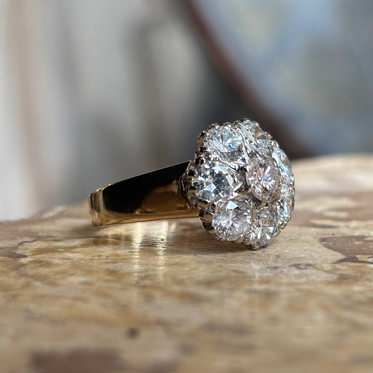 Vintage, 1980s diamond cluster ring