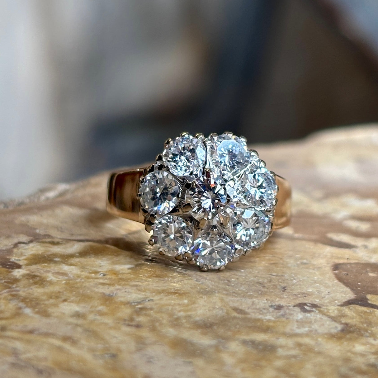 Vintage, 1980s diamond cluster ring