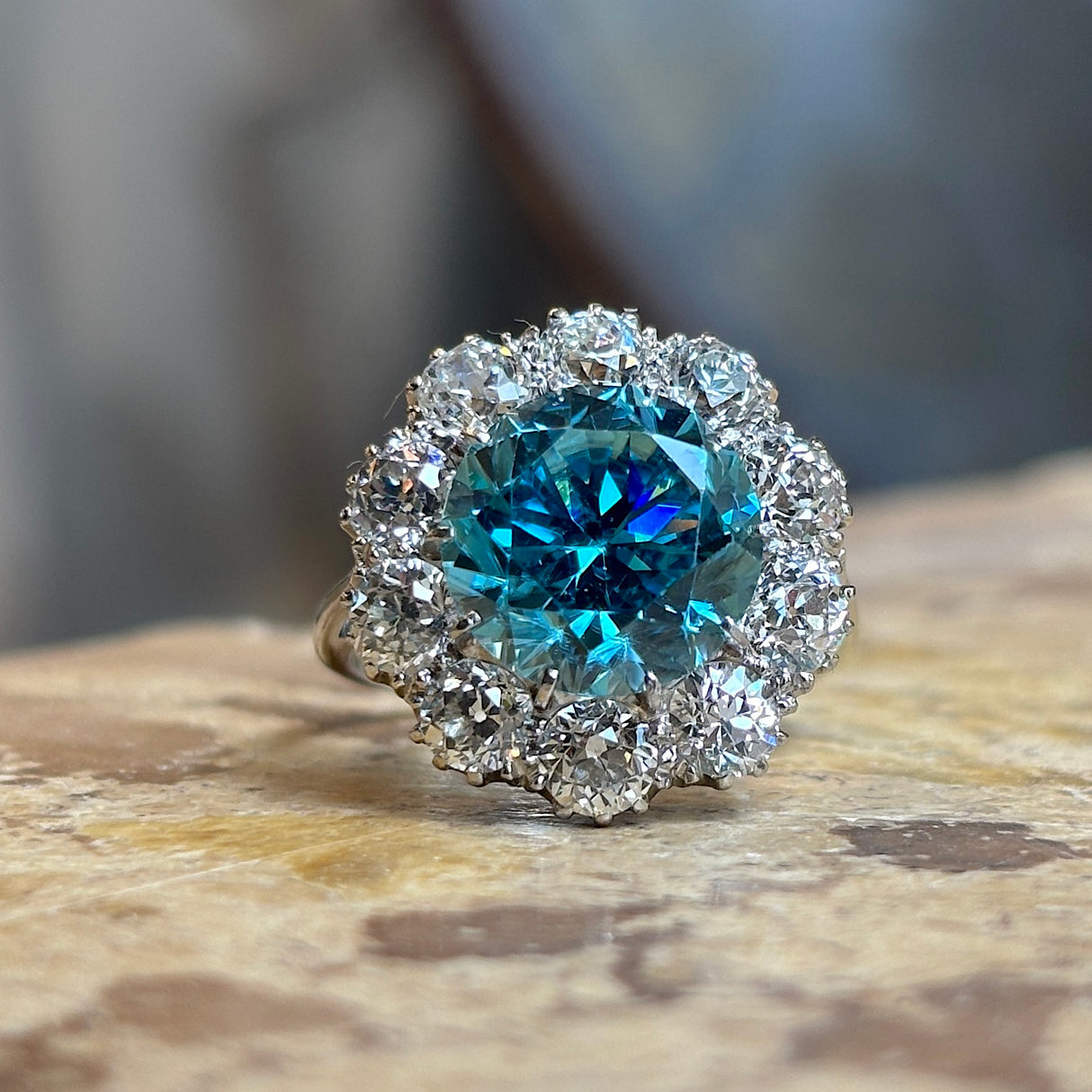 Vintage, 1980s zircon & diamond cluster cocktail ring