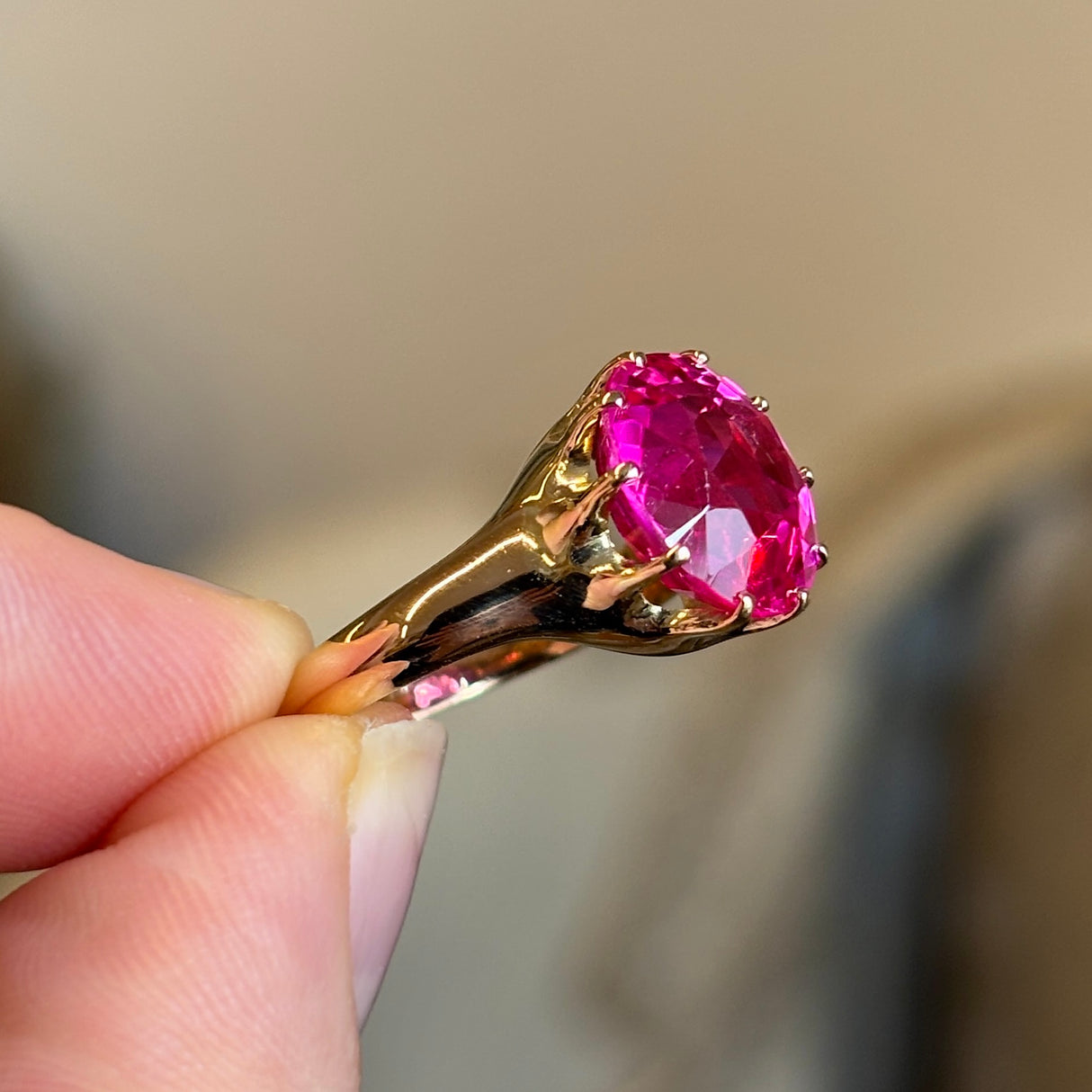 Antique, Victorian pink tourmaline single-stone ring