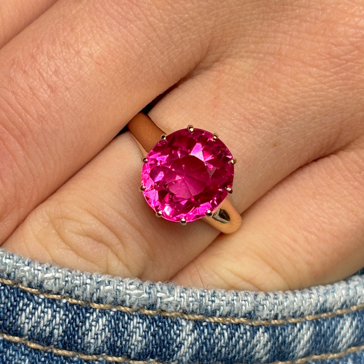 Antique, Victorian pink tourmaline single-stone ring