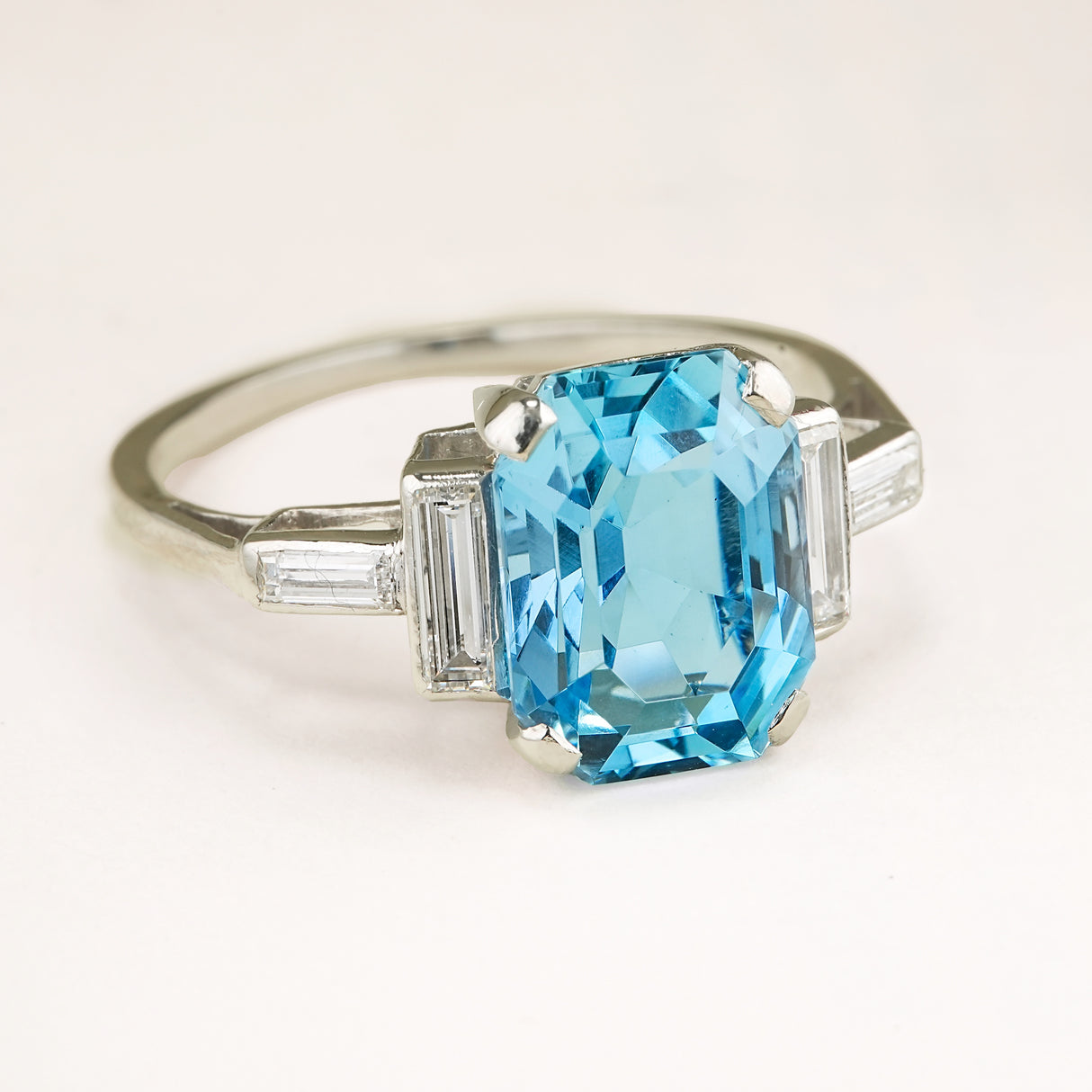 Vintage, Art Deco Garrard aquamarine & diamond ring