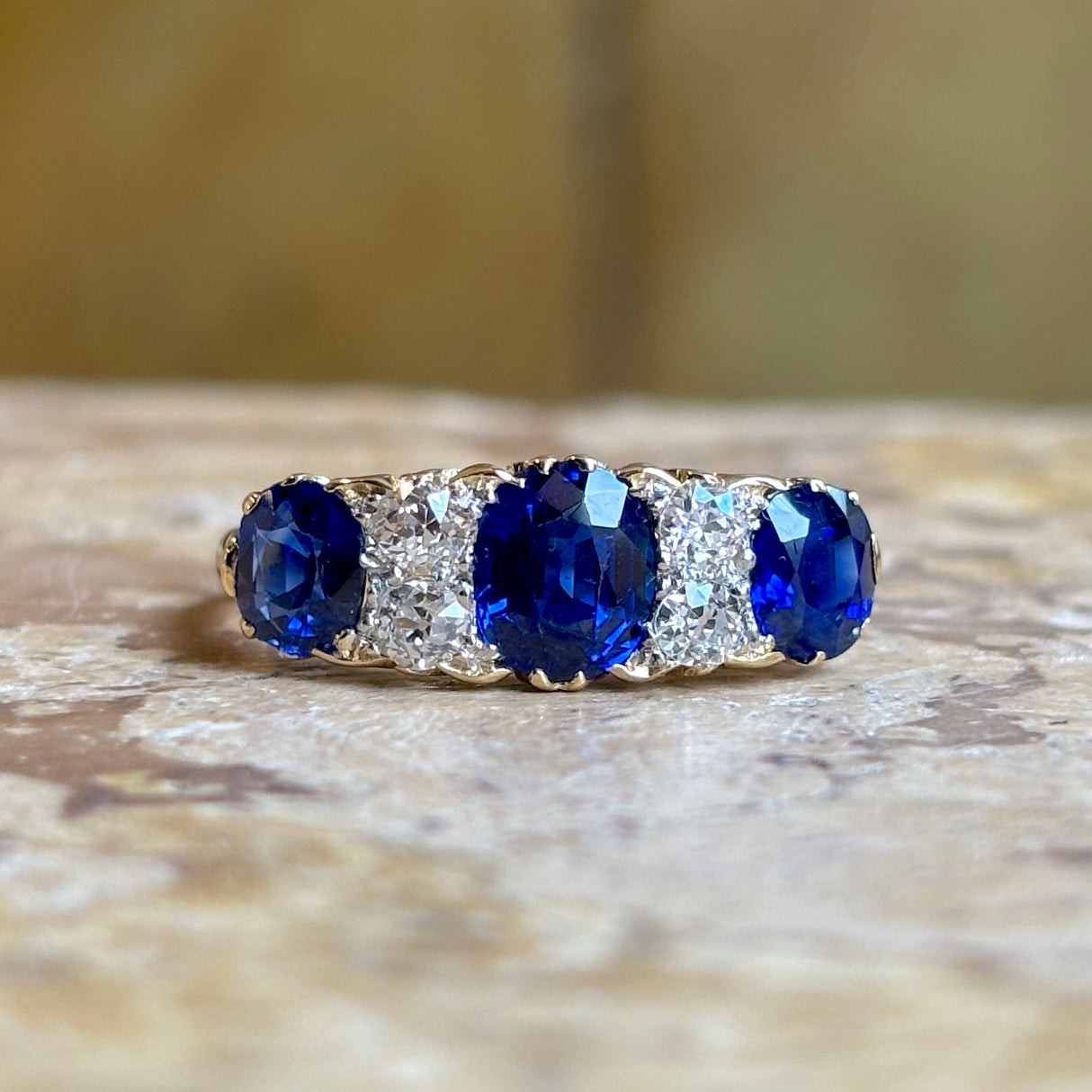 Antique, Victorian sapphire & diamond half-hoop ring