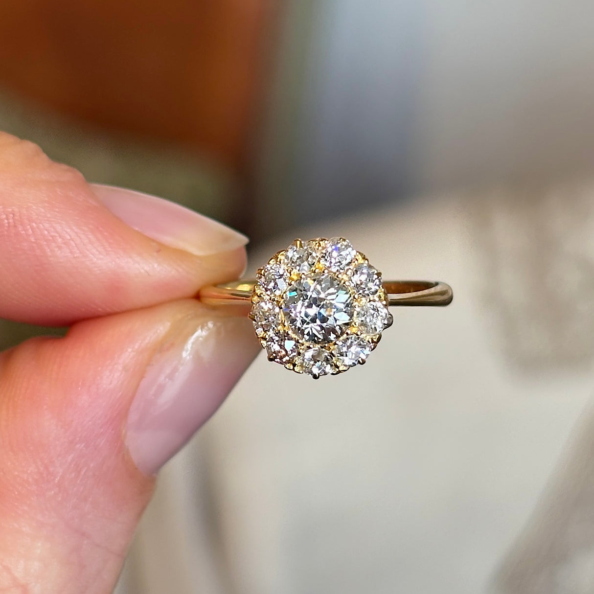 Antique, Edwardian diamond cluster ring