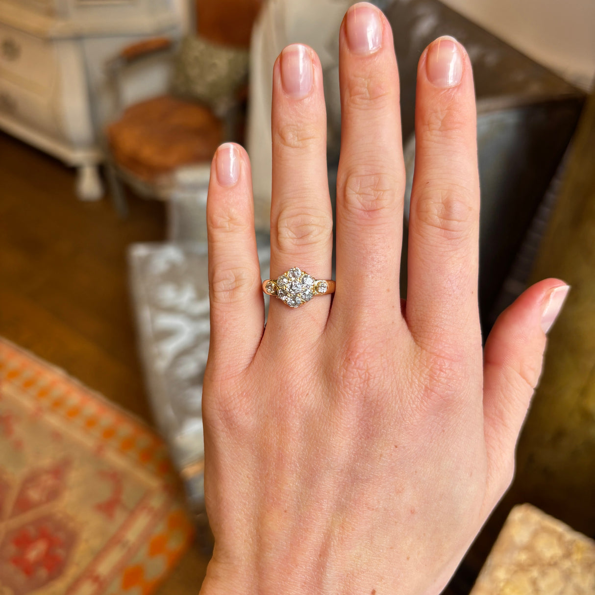 Antique, Edwardian diamond cluster ring